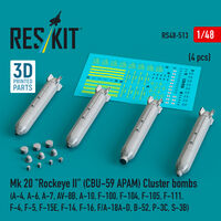 Mk 20 Rockeye II (CBU-59 APAM) Cluster Bombs (A-4, A-6, A-7, AV-8B, A-10, F-100, F-104, F-105, F-111, F-4, F-5, F-15E, F-14, F-16, F/A-18A-D, B-52, P-3C, S-3B) (4pcs) (3D Printed) - Image 1