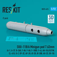 SUU-11B/A Minigun Pod 7,62mm (1 pc) (A-1, A-37, B-26K, F-84, F-86, F-100D, F-4J, AH-1G/J/S/T/W, CL-41G, O-2, OP-2E, AP-2H, AT-28, AT-38B, AU-23, OV-10) (3D Printed) - Image 1